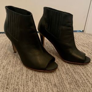 Peep toe black booties